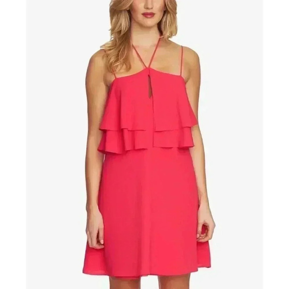 CECE Pink Halter Ruffled Mini Dress NWT 0 - Picture 1 of 7